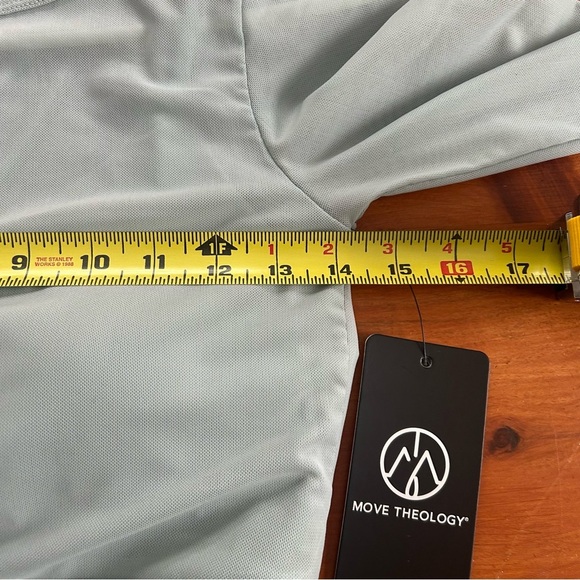 NWT MOVE THEOLOGY Blue Mist Mesh Layer Up Long Sleeve Top Medium Sheer Shelf Bra - Picture 4 of 12